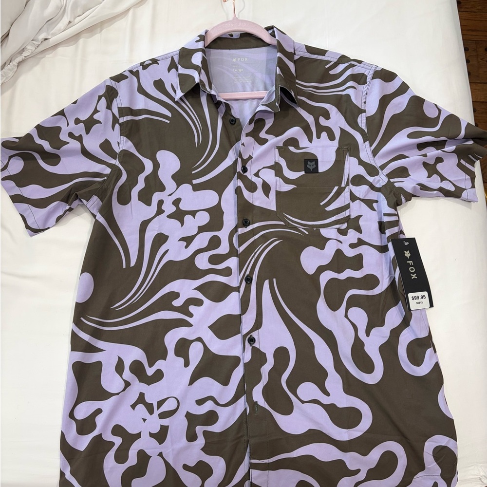 Fox Men's Shirt with Purple and Brown Swirl Design